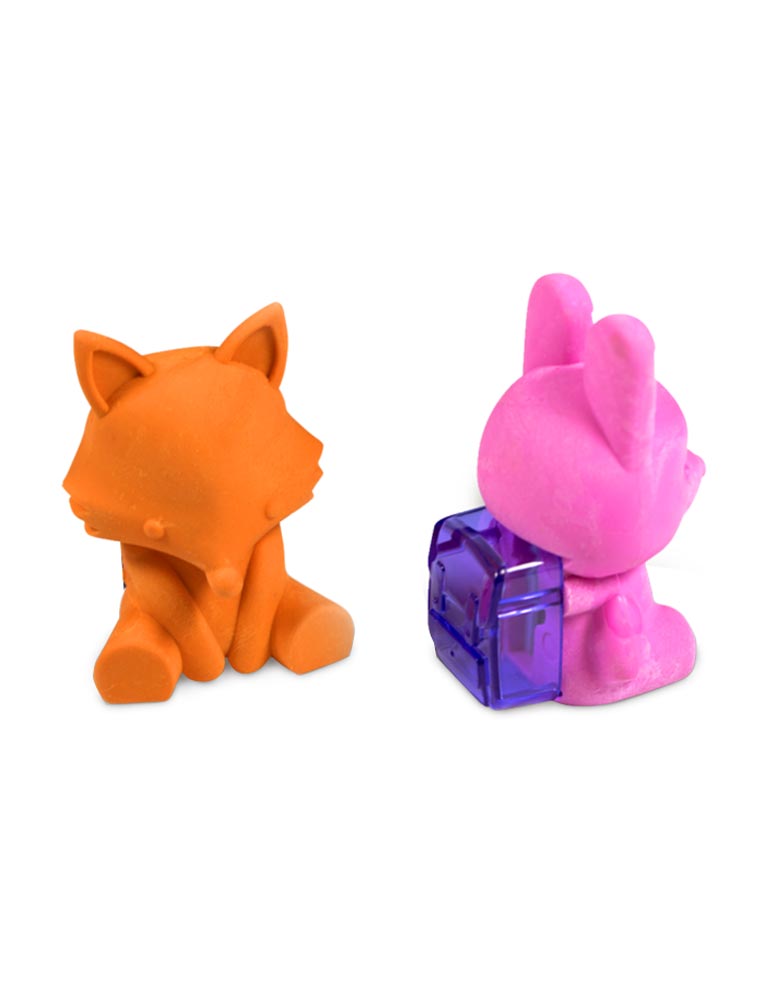 Ooly Woodlands Writing Pals Eraser & Sharpener - Set of 2 with Orange Fox and Pink Bunny, cute gift for schooler 
