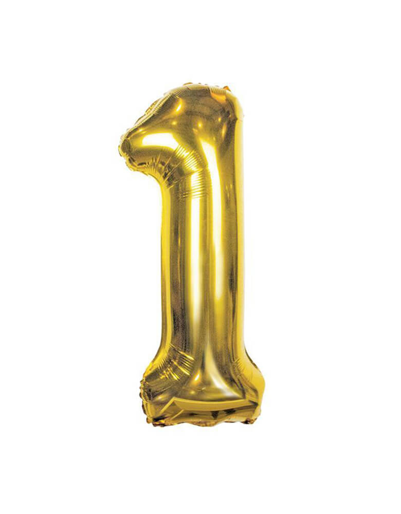 Talking Tables - We Heart Birthdays Foil Balloon Large Number - Number 1. This Giant Gold Foil Mylar Balloon is Perfect for birthdays, parties, and anniversaries