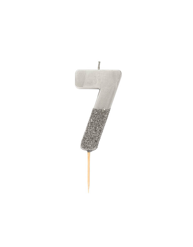We Heart Birthday Glitter Candle - Silver