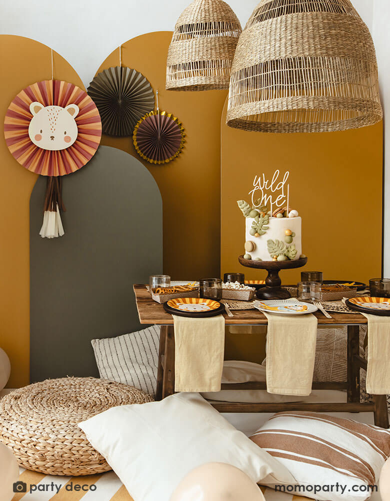 Wild One Lion Party Fan Set (Set of 3)