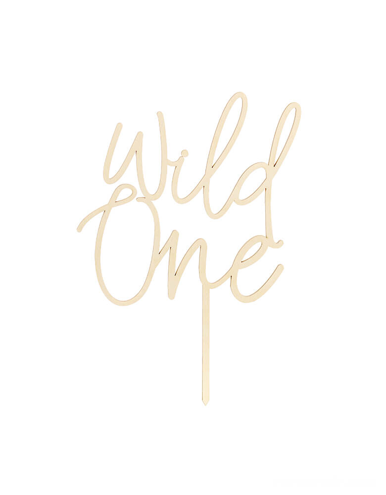 Wild One Wooden Cake Topper By Party Deco. This 8.6 inches height, Script letter wooden topper with "Wild One", It's perfect for a safari/animal or woodland themed party, 1st birthday, first birthday cake decoration!