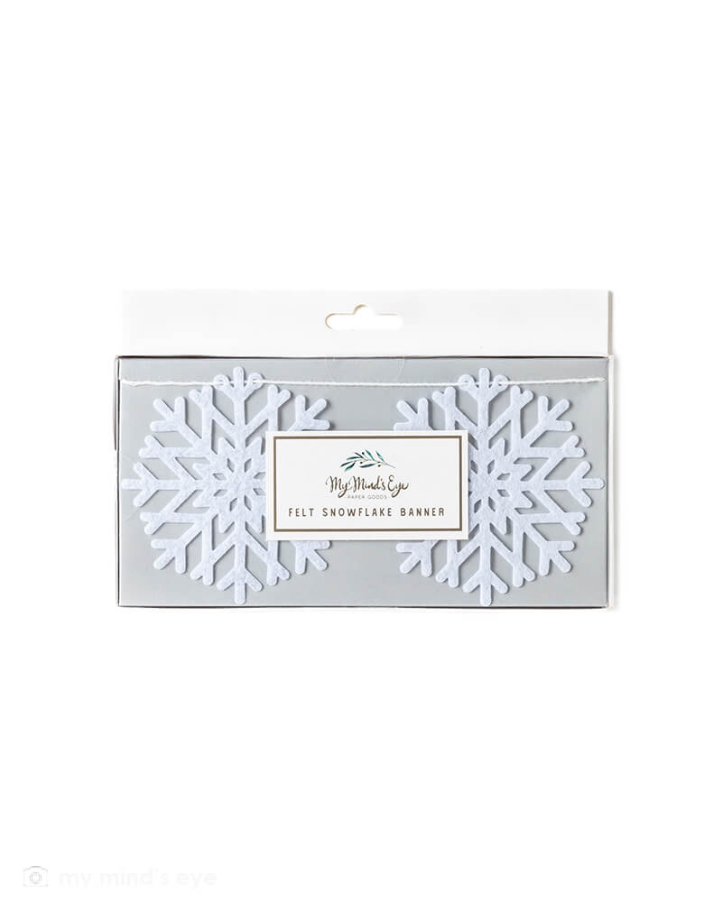 My Mind's Eye - WHC804 -WINTER WHITE FELT SNOWFLAKES BANNER. Size: 6 ft long with Pre-strung Snowflakes. This cozy snowflake banner makes a lovely accent for any celebrations during the winter season...weddings, showers and holiday dances. Make it part of everyday decor to brighten up the dry winter months.