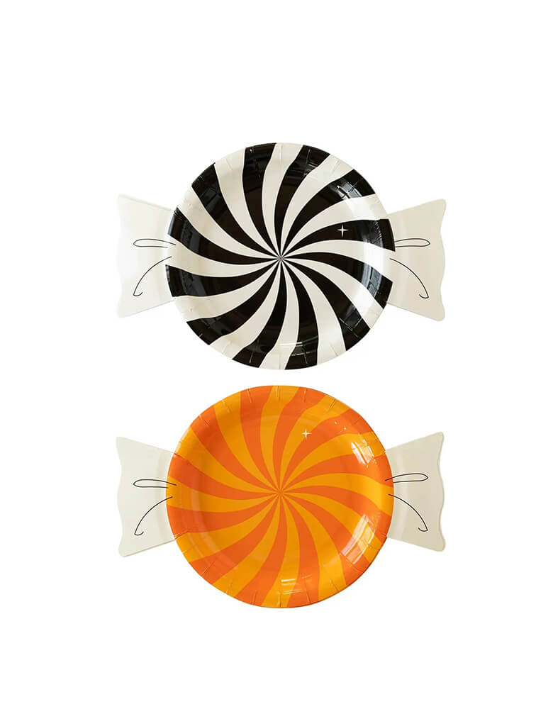 My Mind's Eye Witching Hour Candy Shaped plates featuring black and orange will look fa-boo-lous at any Halloween gathering!
