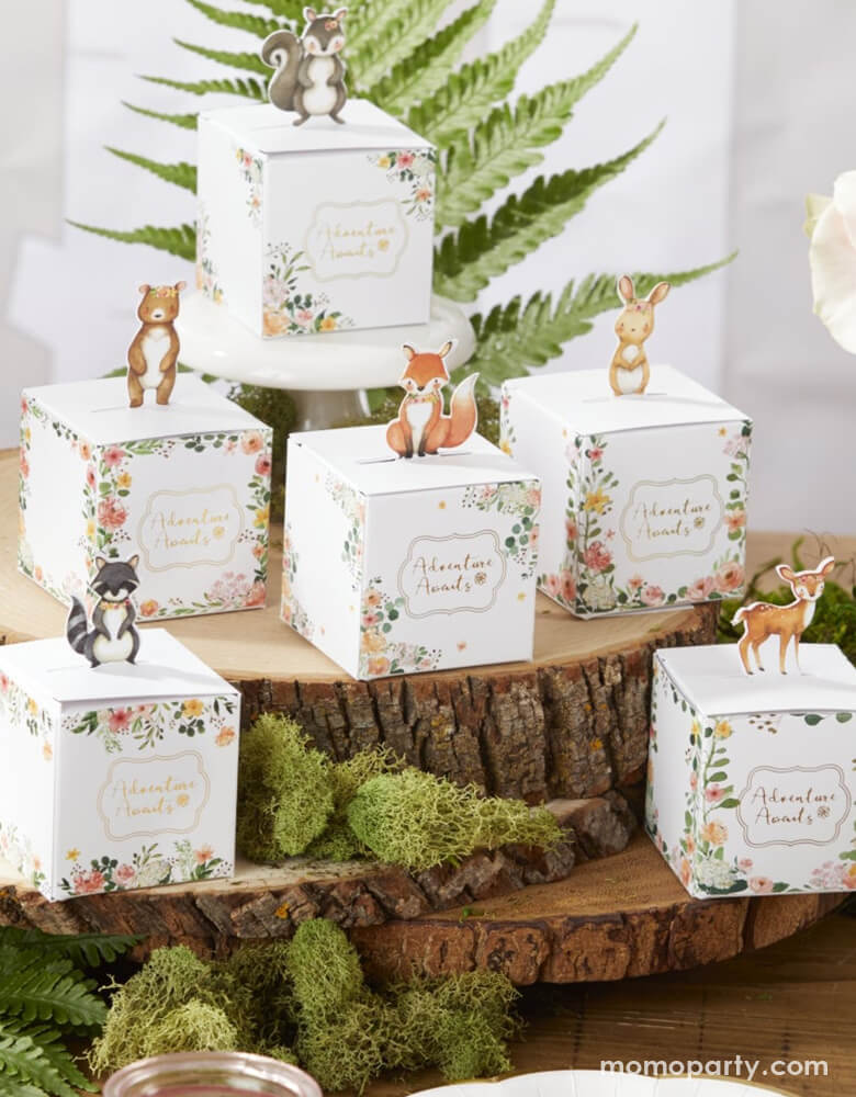 Woodland Baby Favor Boxes - Pink (Set of 24)