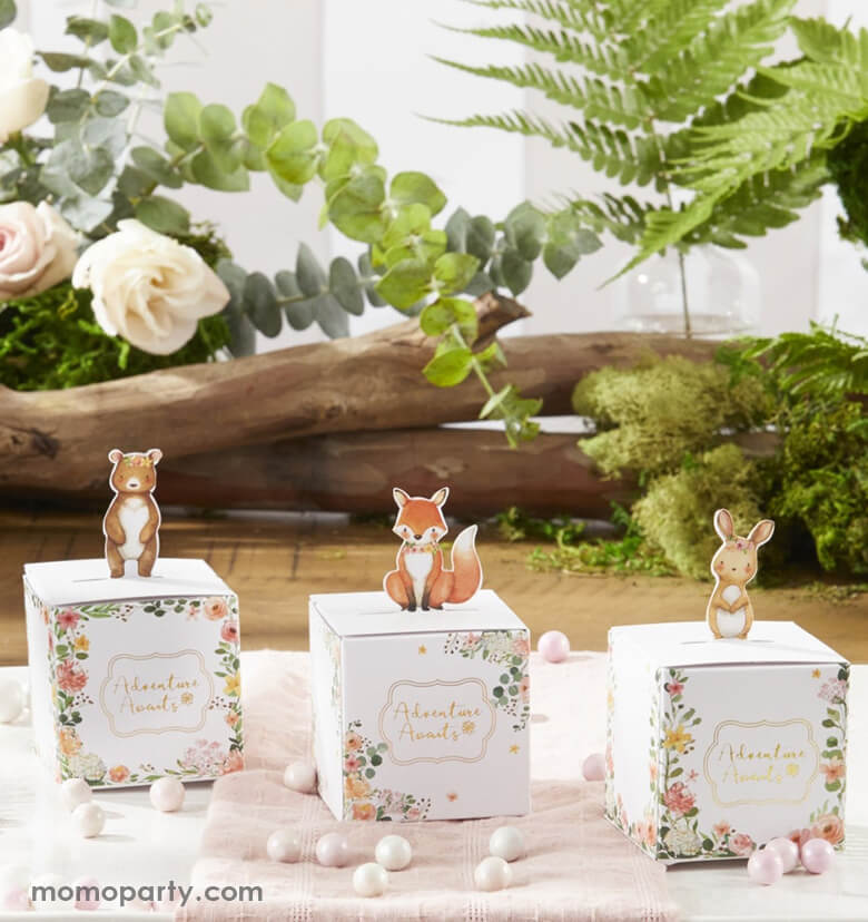 Woodland Baby Favor Boxes - Pink (Set of 24)