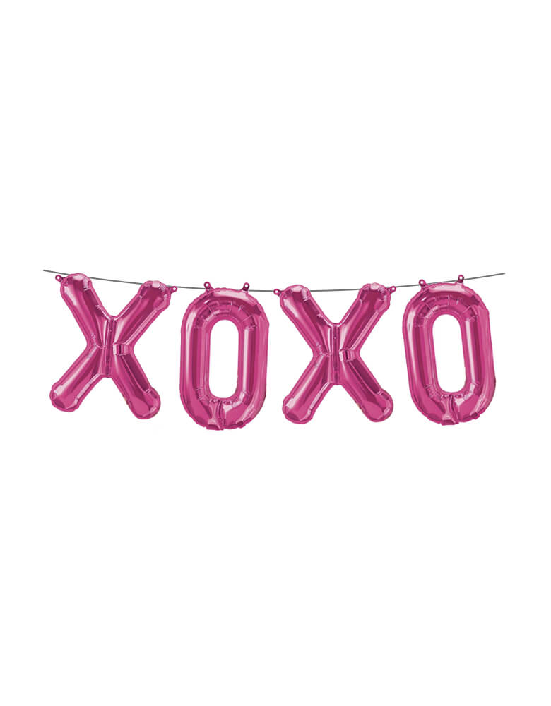 Northstar Balloons - XOXO Foil Mylar Balloon Set in Magenta Pink. Celebrate Valentine's Day with this 16 inches XOXO pink mylar balloon set! Perfect For Vday celebration or a love-themed party! 