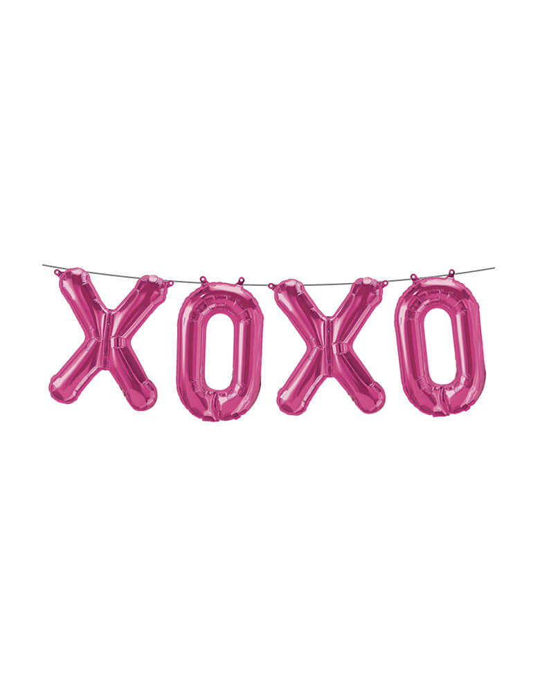 Northstar Balloons - XOXO Foil Mylar Balloon Set in Magenta Pink. Celebrate Valentine's Day with this 16 inches XOXO pink mylar balloon set! Perfect For Vday celebration or a love-themed party!