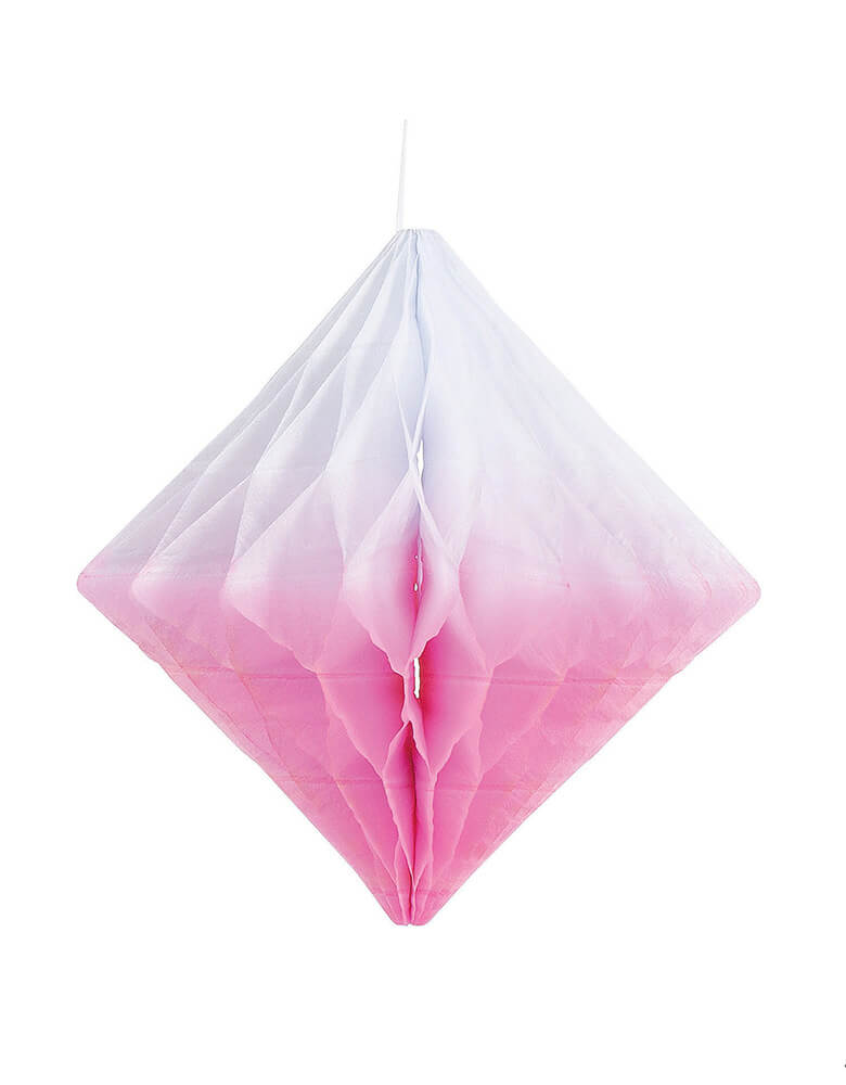 Light Pink Hanging Diamond Honeycomb Decorations 9 1/2" x 10", set of 6