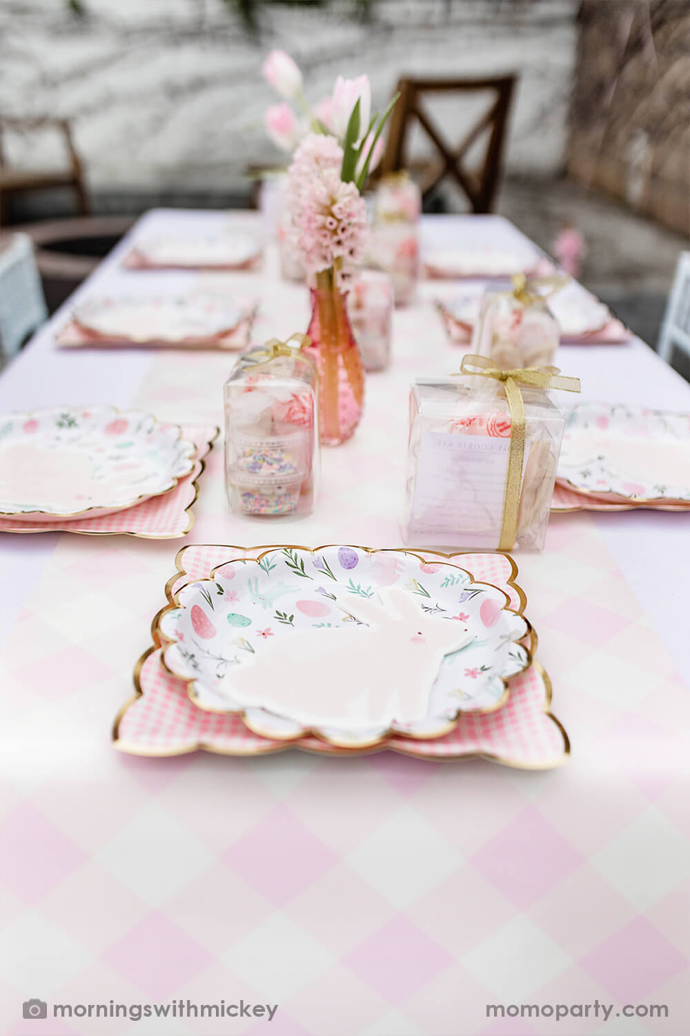 Pink Gingham Plates (Set of 8)