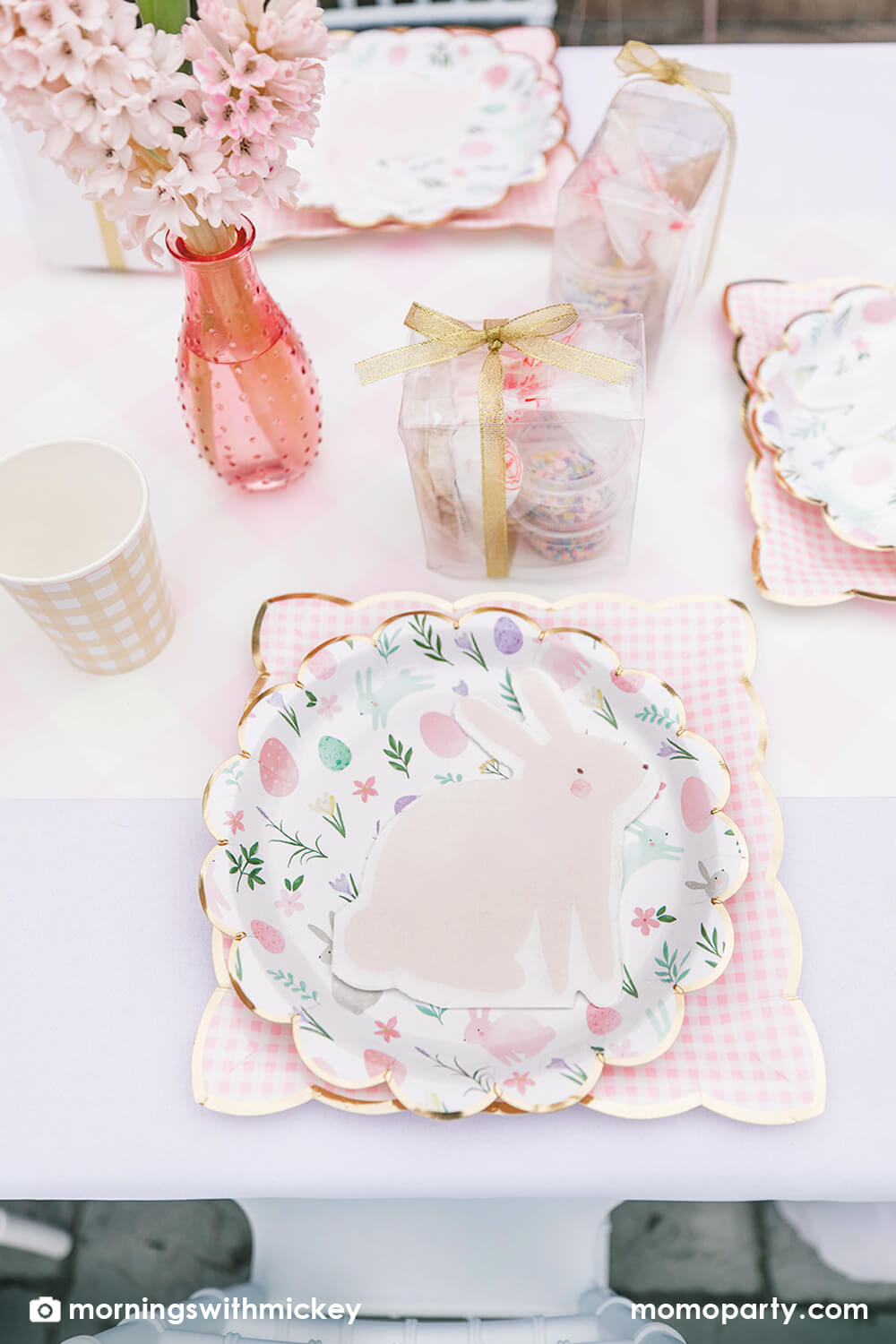 Pink Gingham Plates (Set of 8)