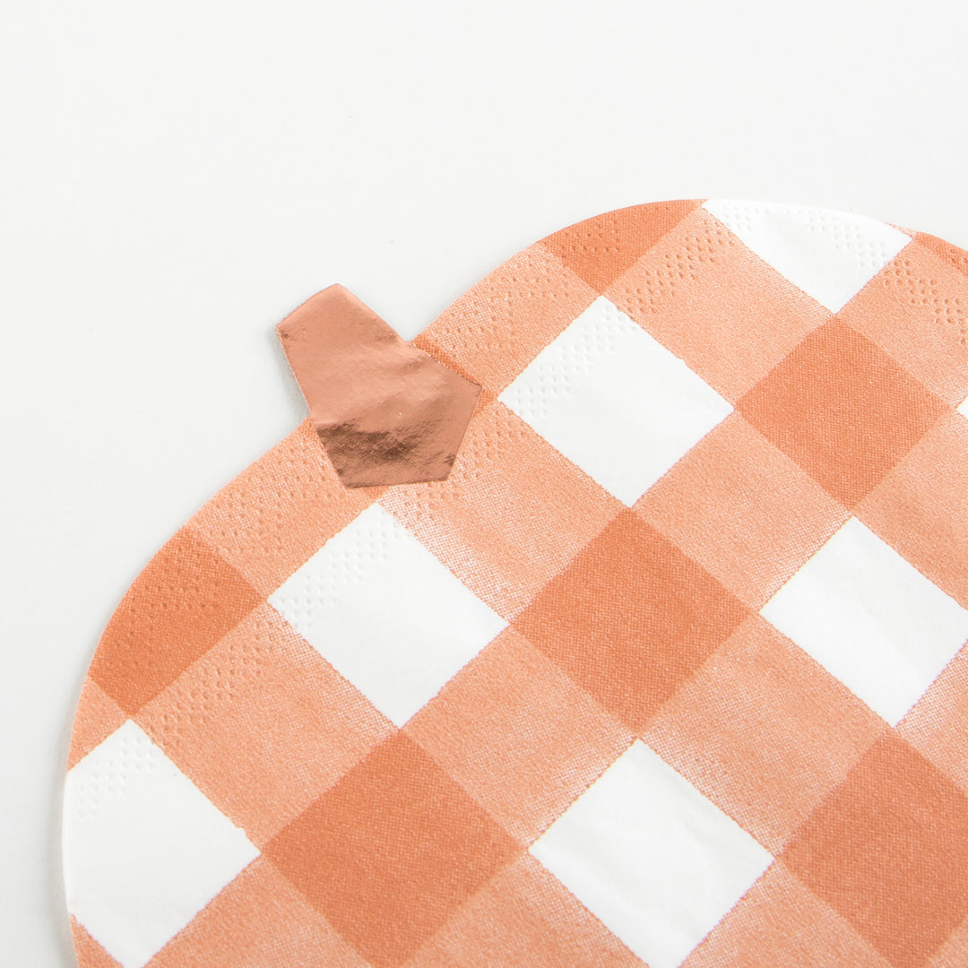 Gingham Pumpkin Napkins (Set of 16)