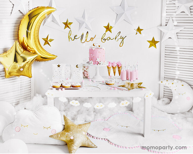 Hello Baby Gold Banner