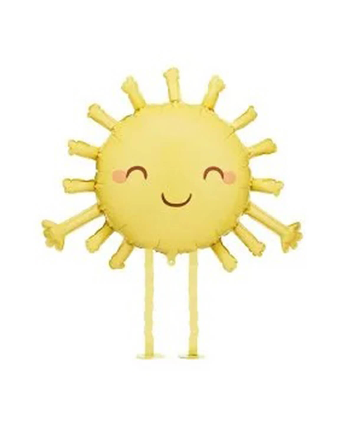 Momo Party's 41" Adorable Sun Foil Balloon with a smiley face on it by Party Deco on a white background.