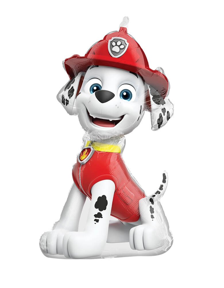 Back look of Paw Patrol Marshall Shape Foil Balloon by Anagram Balloon. This SuperShape balloons indicate the large size with Paw Patrol Marshall Shape, it is a must have for your kid's Paw Patrol theme Birthday Party