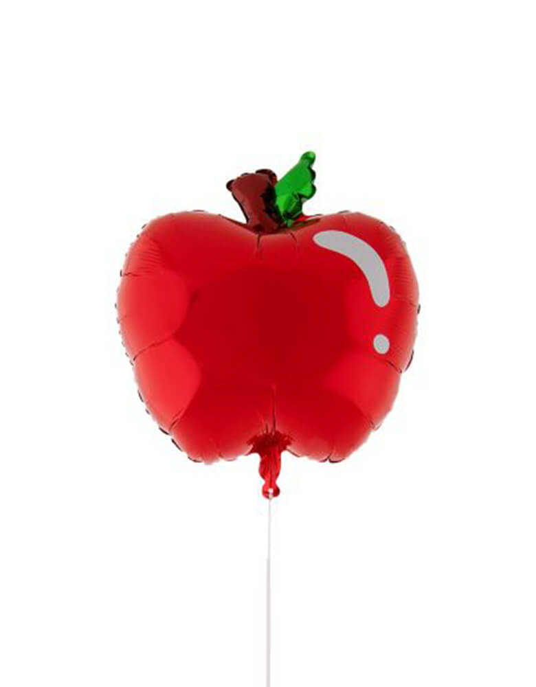 Momo Party's 18" Junior Apple Shaped Foil Balloon by Fun Express. Accent your fruit-themed party or back to school party with this junior apple shape foil mylar balloon. This balloon includes a self-sealing valve, preventing the gas from escaping after it's inflated. The balloon can be inflated with helium to float or with a balloon air inflator.