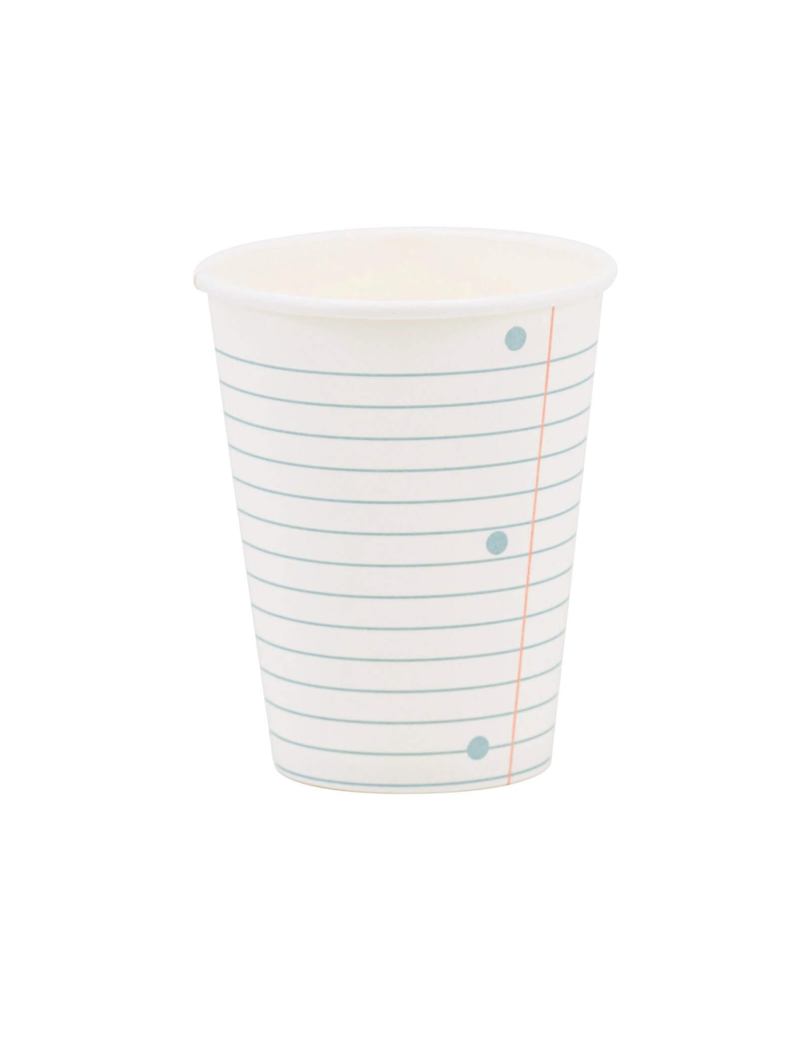 Momo Party's 8 oz Notebook Paper Party Cup by My Mind's Eye. Comes in a set of 8 paper cups, its cute paper design is perfect for back to school events or any school themed celebration, be it a back to school party or first day of school celebration. Ditch the plain cups and add some fun to your next gathering with these eye-catching cups.