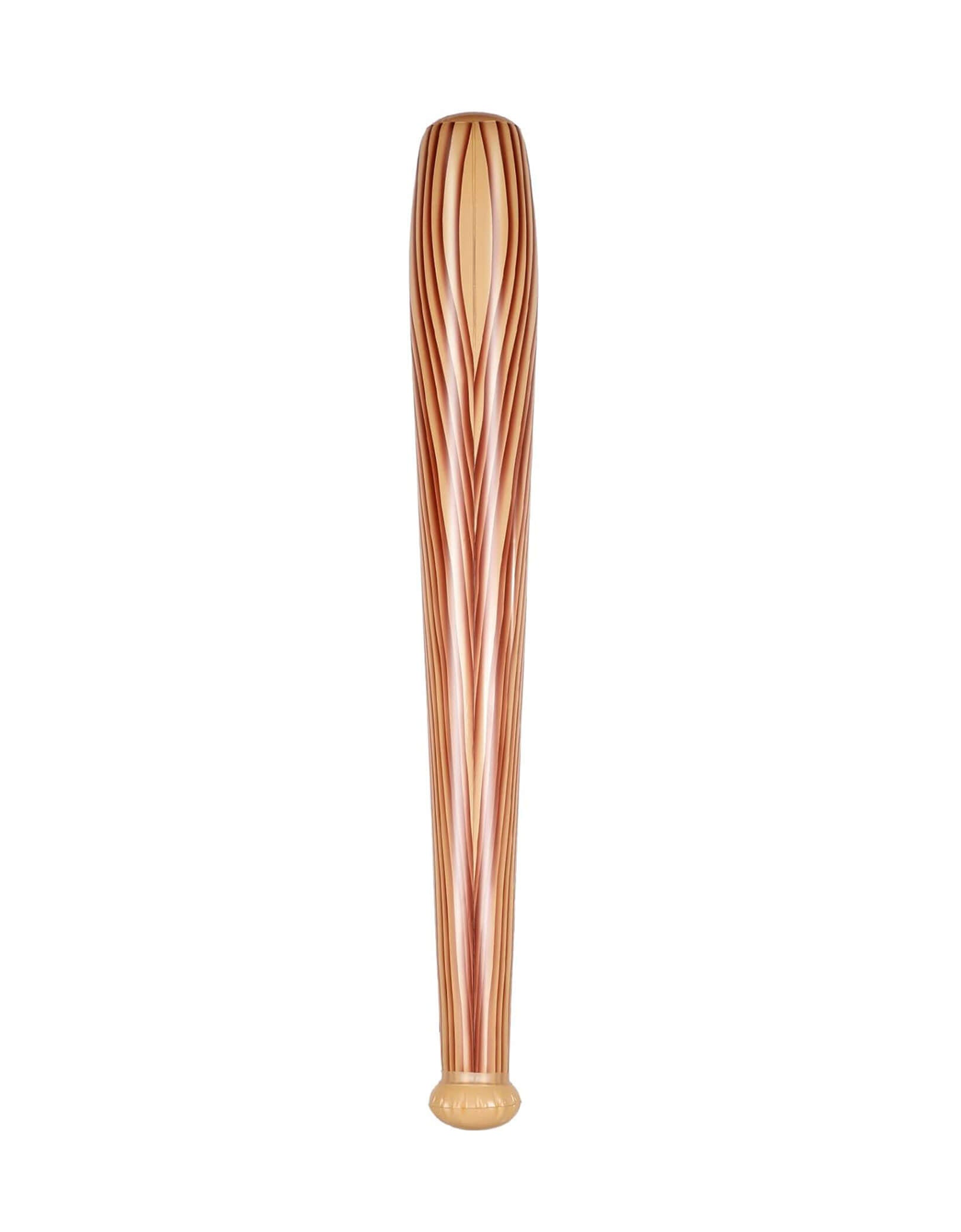 Momo Party's 29.5" wooden texture design baseball bat inflatable with striped pattern on a white background.