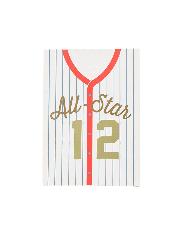 Momo Party's All Star Baseball Treat Bags by My Mind's Eye. Comes in a set of 8 bags. Perfect for any baseball party, each bag comes with number stickers for a personalized touch. Step up your game and add a fun twist to your treat bags!