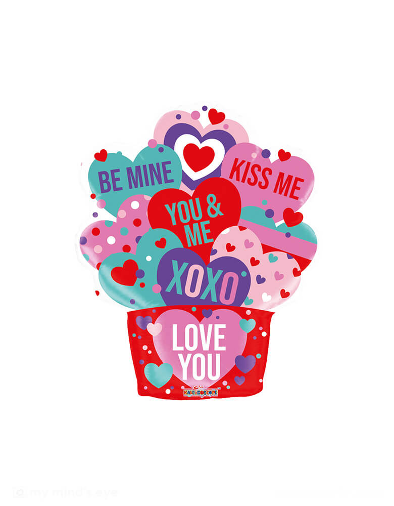 Momo Party's 18" Love you Be Mine Mini heart box shaped foil balloon by Convergram Balloons.