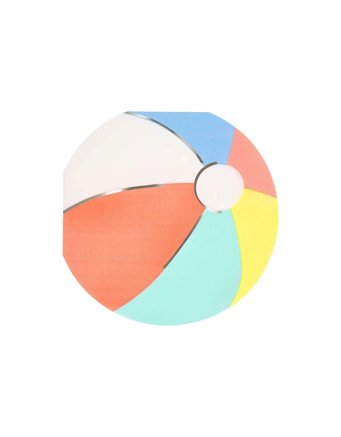 Momo Party's 6.5" colorful beach ball shaped napkin by Meri Meri on a white background.