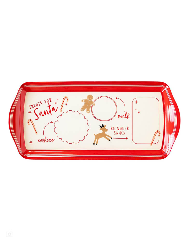 My Mind's Eye BEC1030 Believe Santa Cookie Mini Melamine Tray, sold at momoparty.com. This whimsical features a festive design with a place to put Santa's cookies and milk and a space to leave snacks for his reindeer. Your little ones will delight in leaving their favorite holiday goodies to share with Santa and his reindeer.