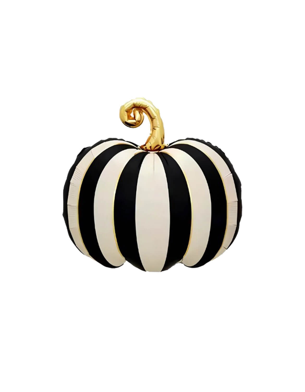 Momo Party's 17" Striped Pumpkin Mylar Balloon in matte finishing against a white background.