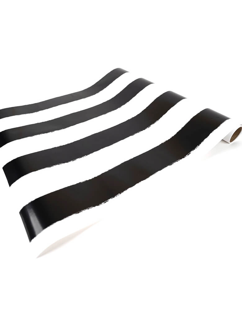 Black & White Stripe Paper Table Runner