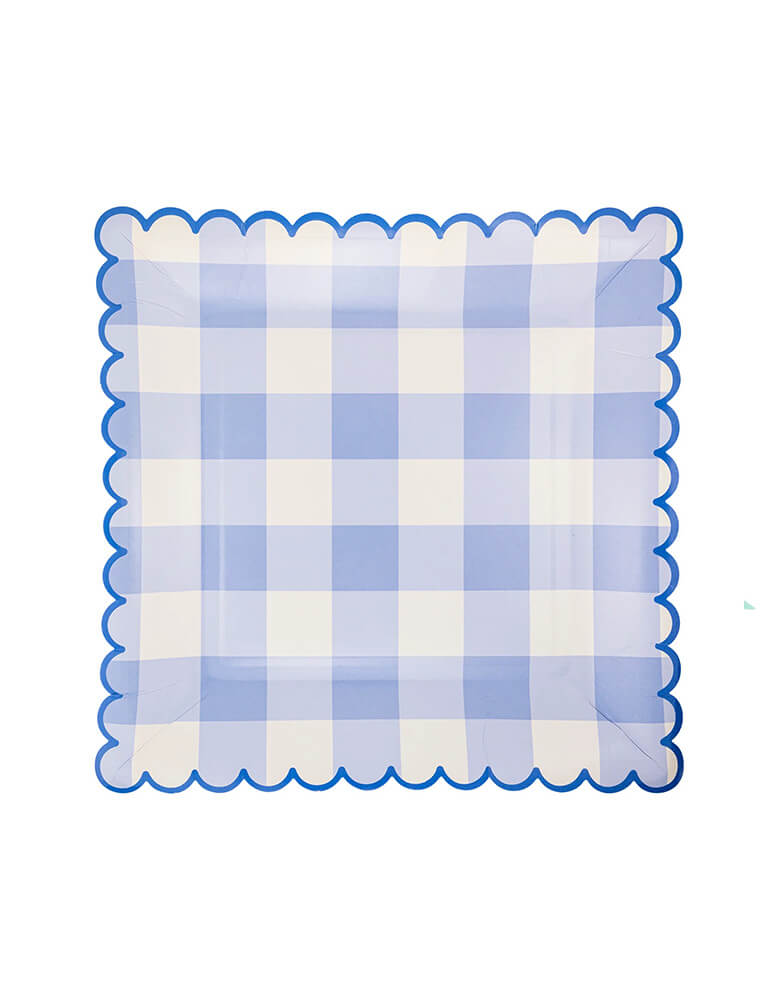 Momo Party's 9" x 9" Blue Gingham Paper Plates by My Mind's Eye. Comes in a set of 8 paper plates, these plates will add some color to your outdoor spring gatherings. Perfect for picnics, barbecues, or any sunny day, these plates feature a playful blue gingham design. Get ready to picnic in style!