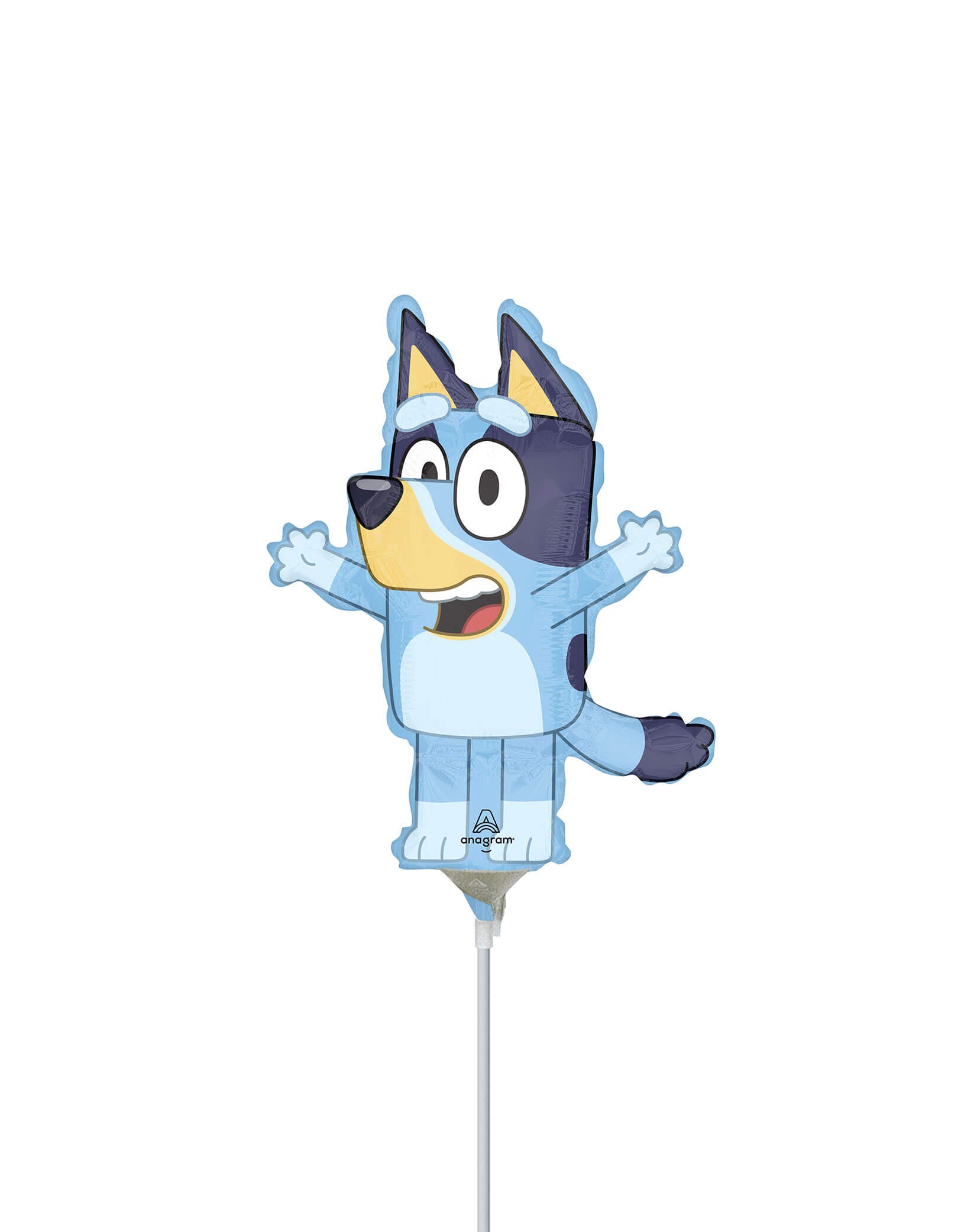 Momo Party's 10" x 13" Bluey Mini Foil Balloon. This adorable air-filled decoration brings your favorite playful pup to any party, making celebrations extra cheerful and colorful. Perfect for brightening up your balloon garland with a cute, lively touch!