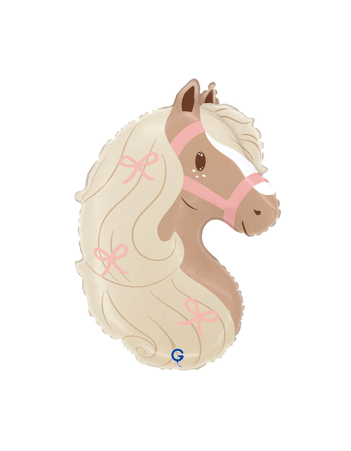 Momo Party's 23" Horse-shaped foil balloon with pink bows on a white background.
