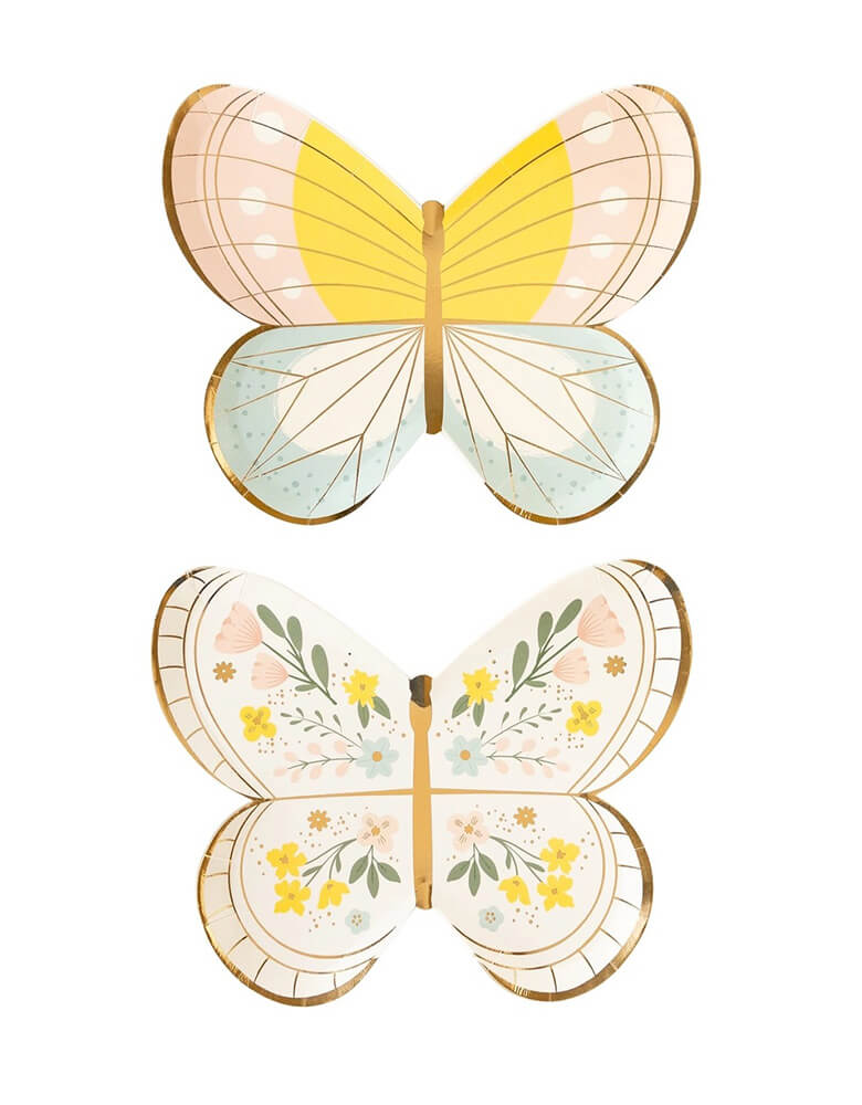 Momo Party's 10" Butterfly Plates by My Mind's Eye. Featuring delicate butterfly designs and subtle gold foil accents, these plates will elevate any occasion. Perfect for both casual and formal gatherings, these napkins are sure to bring a smile to your guests' faces. 