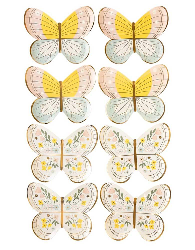 Momo Party's 10" Butterfly Plates by My Mind's Eye. Comes in a set of 8 plates, featuring delicate butterfly designs and subtle gold foil accents, these plates will elevate any occasion. Perfect for both casual and formal gatherings, these napkins are sure to bring a smile to your guests' faces.