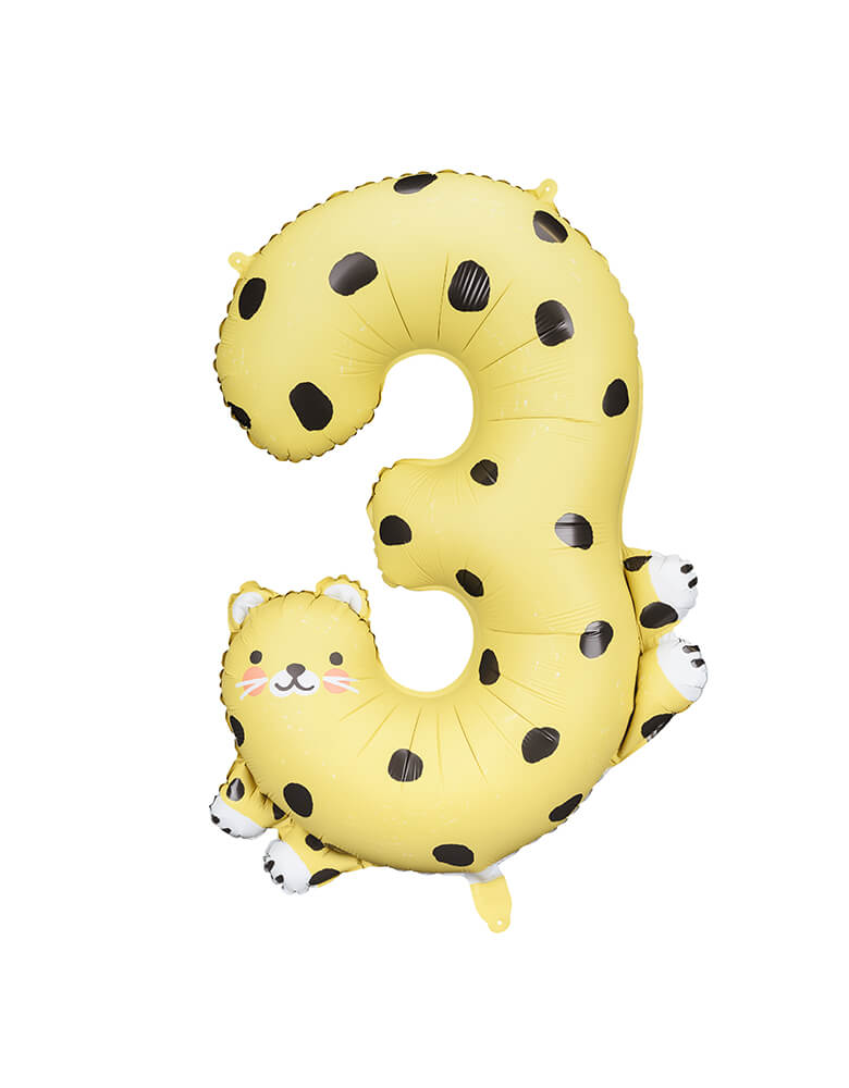 Cheetah Number 3 Foil Mylar Balloon