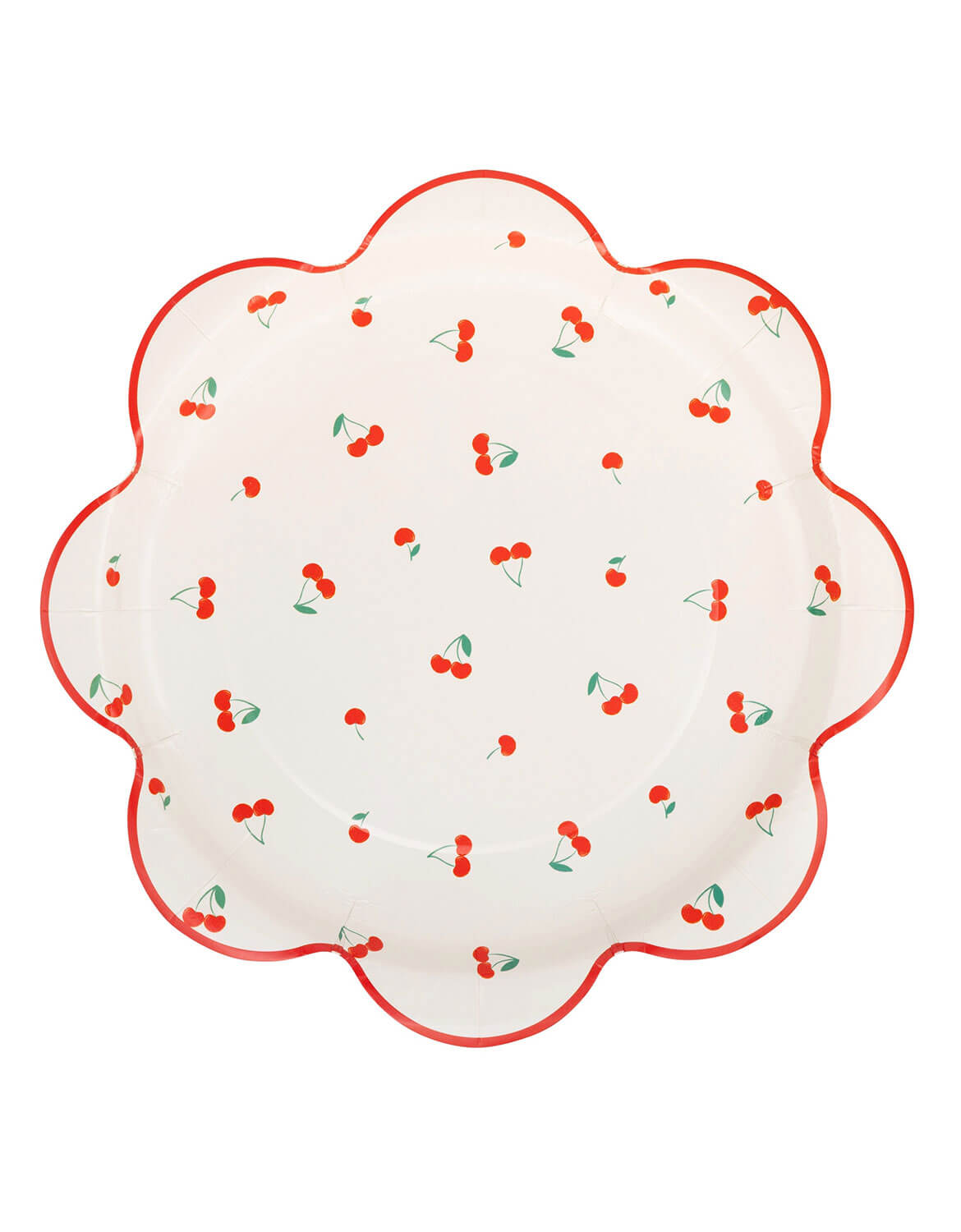 Momo Party's 10" x 10" Cherries Scattered Plate by My Mind's Eye on a white background.