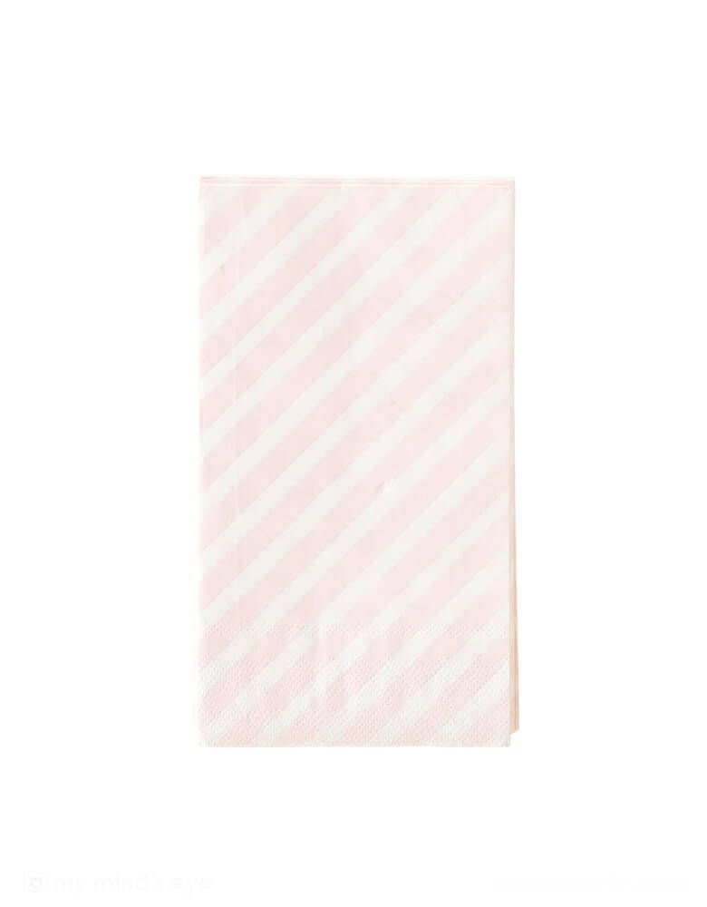 Momo Party's 4.25 x 7.75 inches Gingerbread Pink Stripe Paper Dinner Napkins by My Mind's Eye. Comes in a set of 24 napkins, add some candy cane charm to your Christmas table with this pink striped napkin. These party napkins are a dinner size napkin, so they make a festive addition to a gingerbread themed place setting. And they are big enough to handle mishaps when you are hosting a gingerbread decorating party for friends and family.