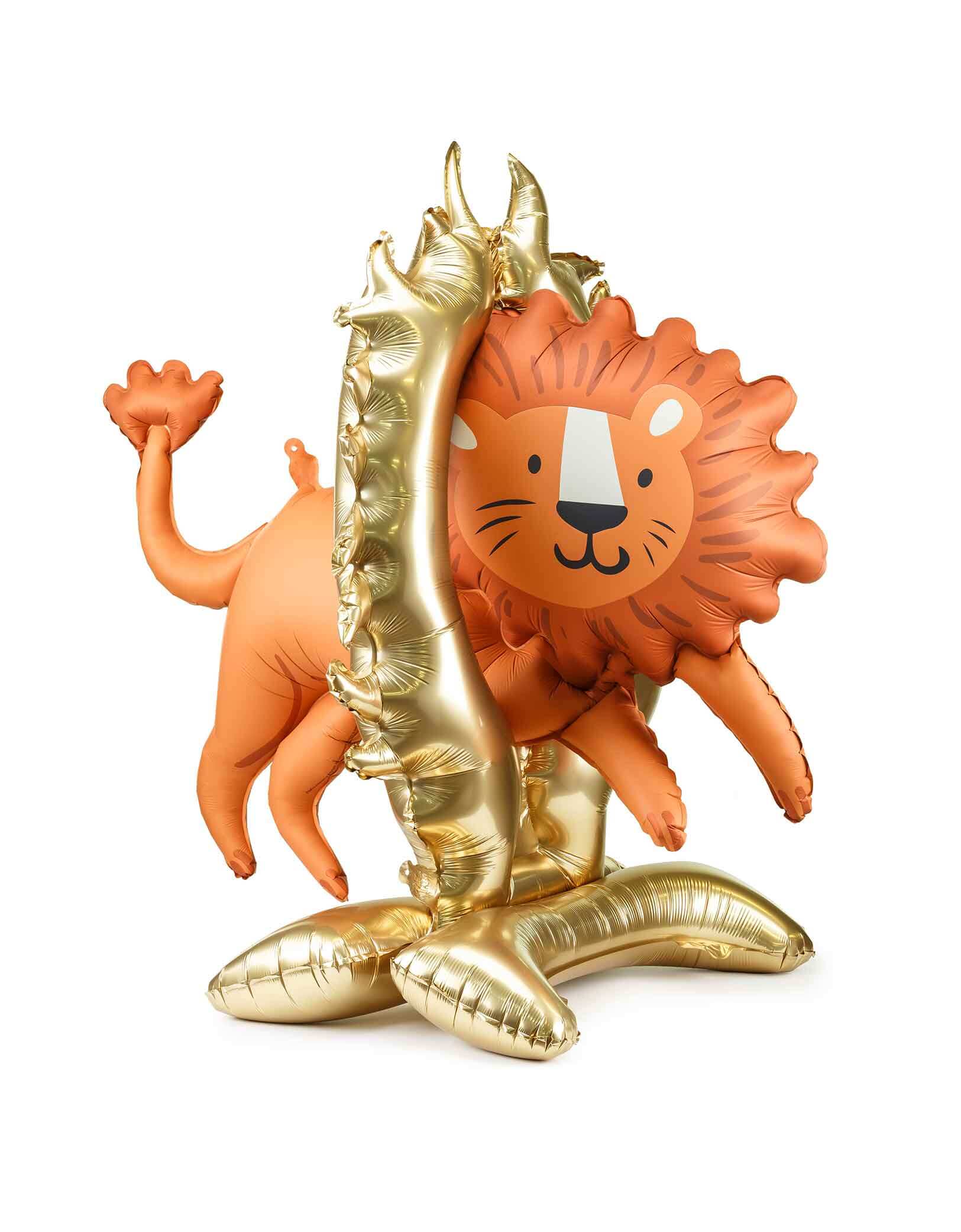 Momo Party's 24" x 38" Standing Circus Lion Foil Mylar Balloon by Party Deco. Get ready to clown around with this standing circus lion foil balloon! Perfect for a circus or carnival themed birthday party, this cute lion is sure to steal the show as it jumps through the loop. Add a fun touch to your party decorations with this adorable balloon. This balloon includes a self-sealing valve, preventing the gas from escaping after it's inflated.