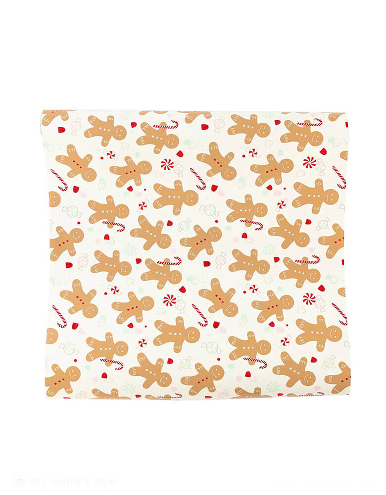 Momo Party's 16 x 120 inches Classic Gingerbread Man Table Runner by My Mind's Eye. Featuring a gingerbread man design, this runner will have all your guests saying "oh snap!" in delight.
