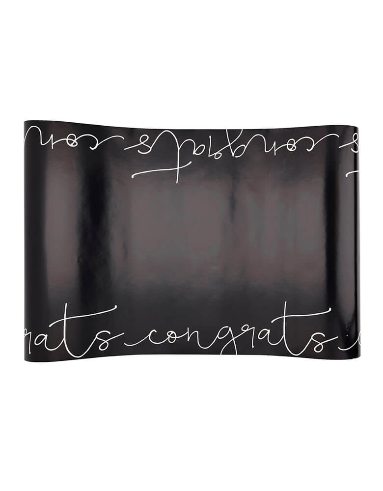 Momo Party's 16" x 120" Congrats Paper Table Runner by My Mind's Eye. This playful table runner features bold text and design for a fun and unique touch to any graduation celebration. Say congrats in a whole new way!