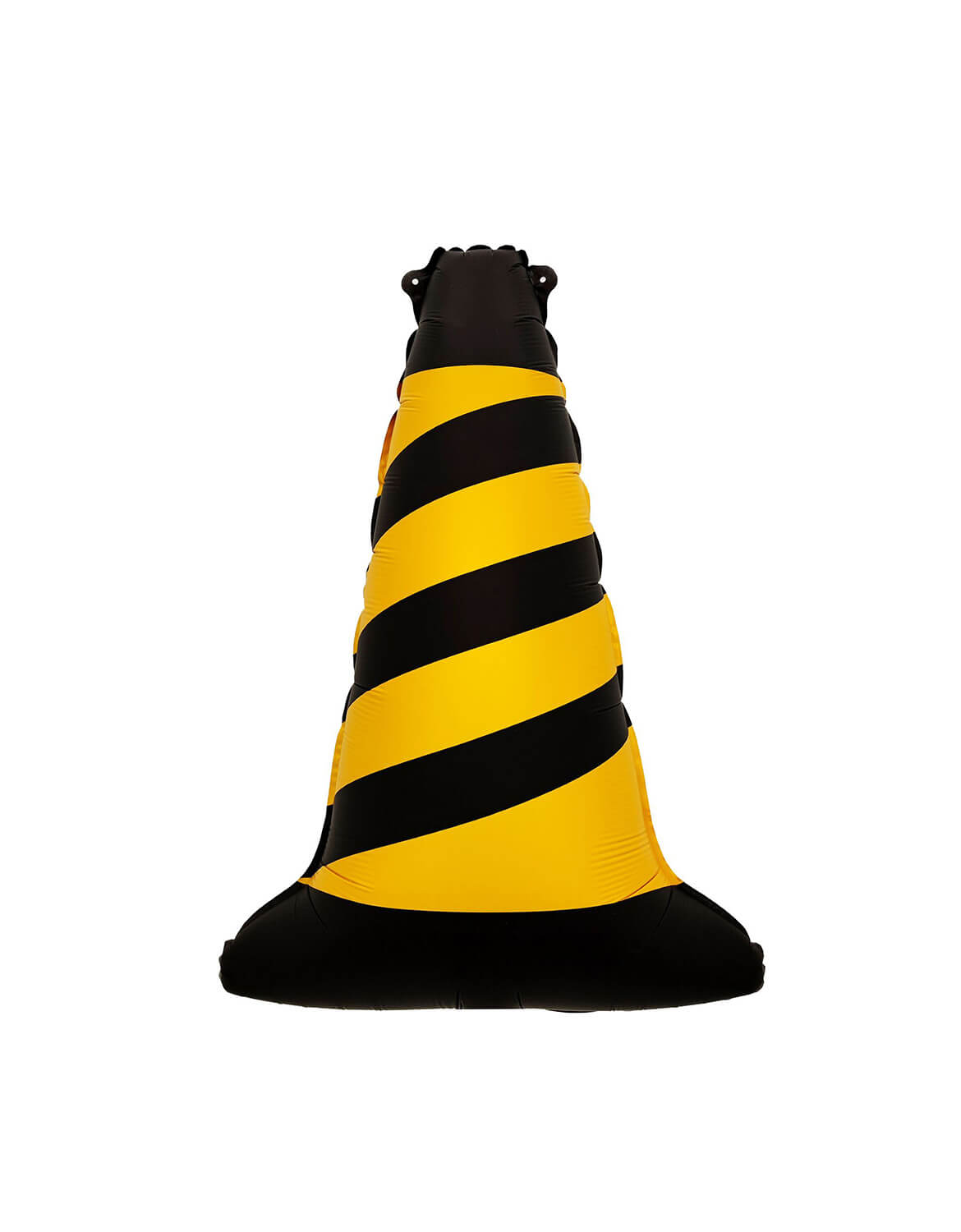 Momo Party's 26" Construction Themed Party Yellow Traffic Cone Foil Mylar Balloon against white background.