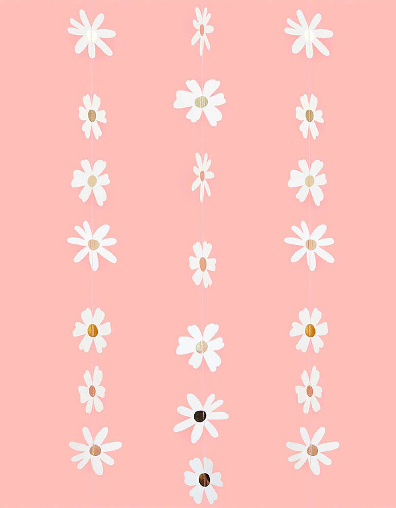 Momo Party's 4.9" x 0.8" x 7.4" Daisy Hanging Decoration by Hooty Balloo. Perfect for a spring or summer party or kid's "Wild One" daisy themed first birthday party.