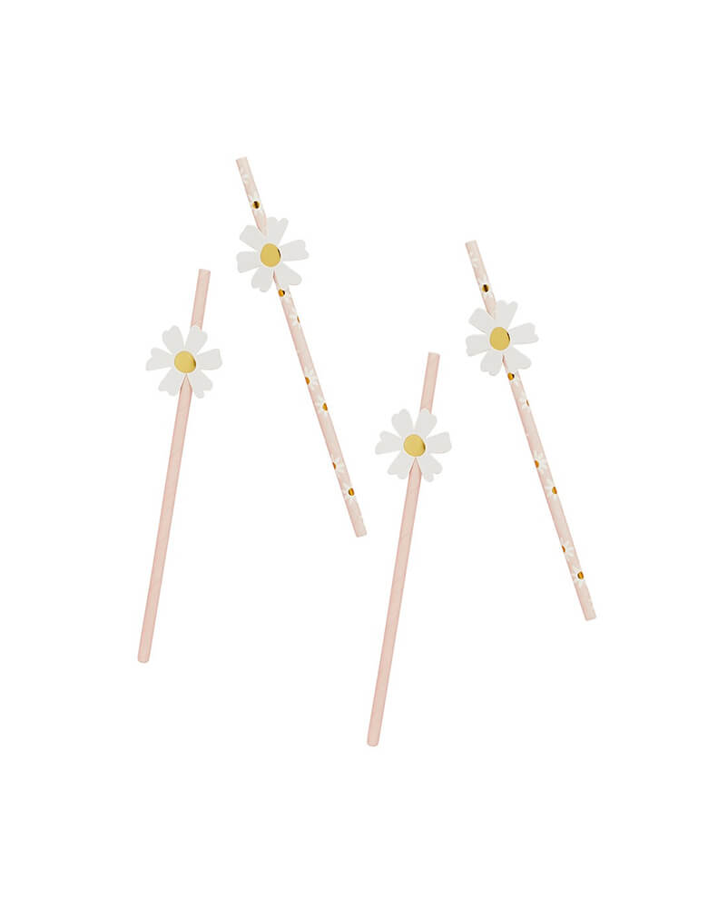 Momo Party's Daisy Paper Straws by Hooty Balloo. Comes in a set of 16 straws, these darling paper straws in blush are perfect for a spring inspired party or Mother's Day celebration.