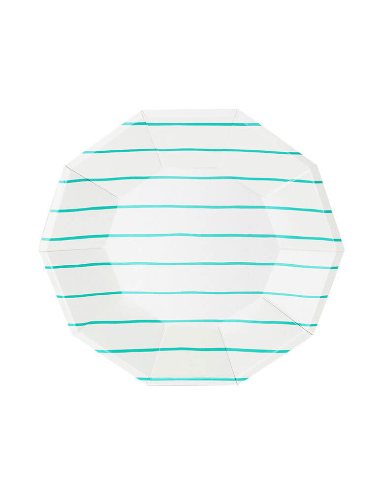 frenchie striped large plates - Mint color
