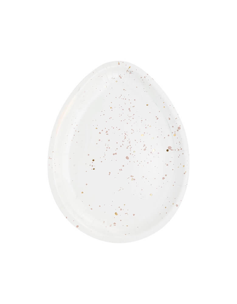 Momo Party's 7" x 9" Easter Egg Plate Set by My Mind's Eye. This playful set features speckled eggs in four colors, adding charm and whimsy to your table. Get your Easter celebration hopping with these quirky plates!