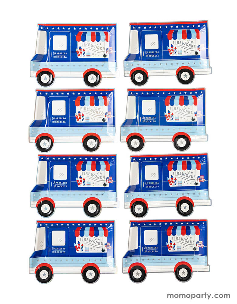 Firework Truck Shaped Plates (Set of 8)