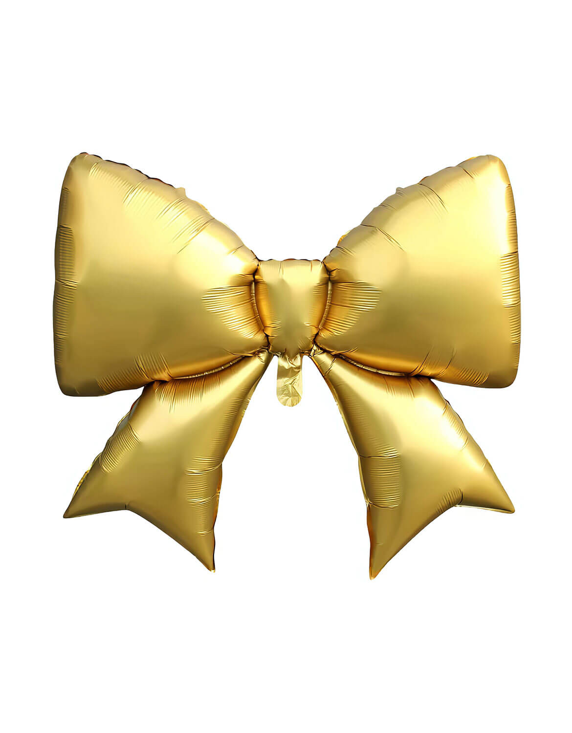 Momo Party's 38" gold bow shaped foil balloon in matte finish against a white background.