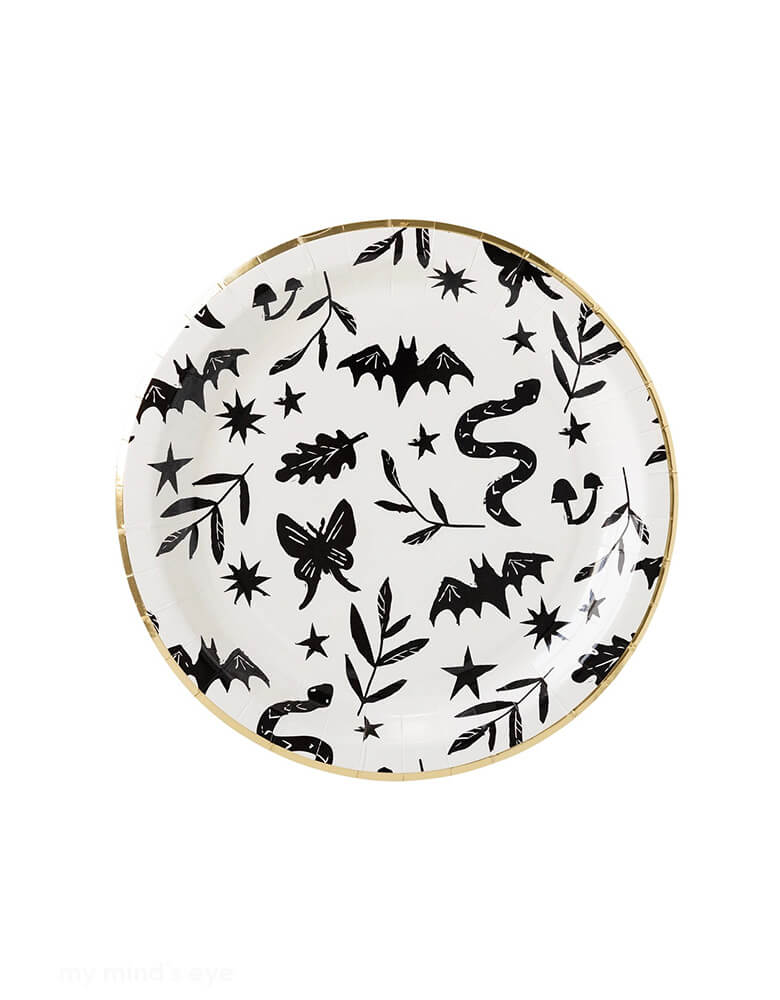 Momo Party's 9" Spooky Icons Plates by My Mind's Eye. Serve up some eerie fun at your next Halloween party with these amazing spooky icons plates! Featuring spooky icons perfect for the occasion, it's a must-have for any spooky celebration. Get ready to scare up some fun!