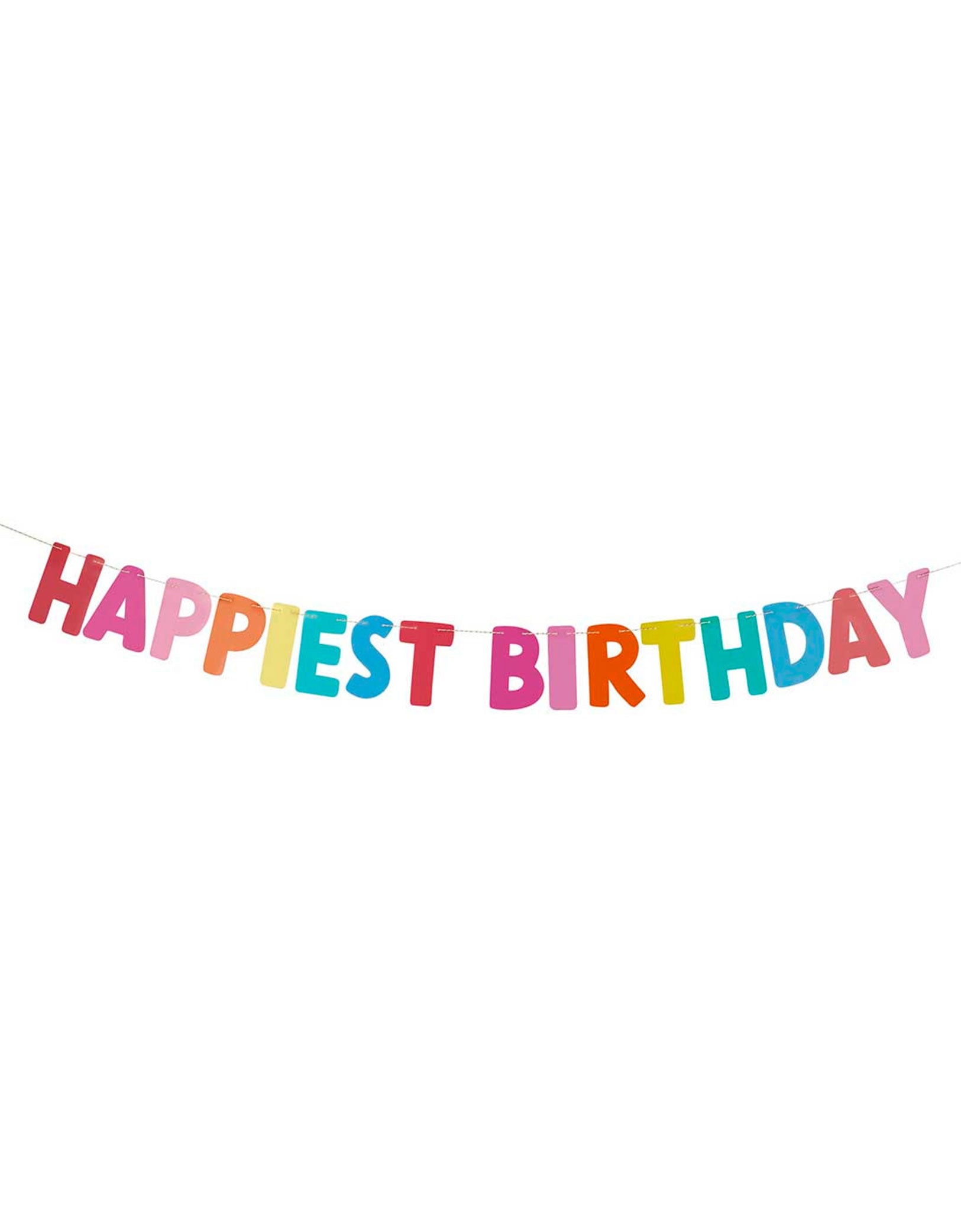 Momo Party's 6ft Happiest Birthday Banner by Slant. This colorful garland is perfect for adding a festive touch to any birthday celebration.