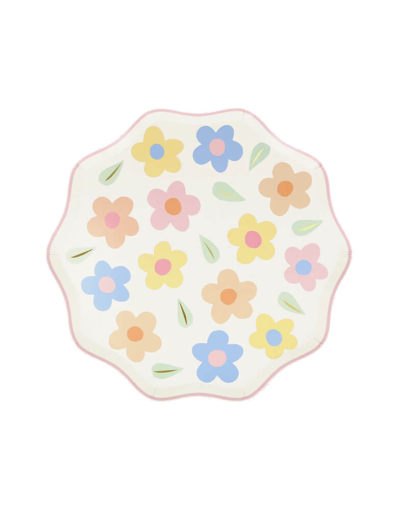 Momo Party's 8.5 x 8.5 x 0.25 inches happy flower side plates by Meri Meri. Comes in a set of 8 plates, the 90s flower designs are back on-trend. The mixed pastel colors and wavy borders make these plates something very special indeed. Perfect for birthdays, garden parties, picnics or wherever you want a fabulous floral effect.