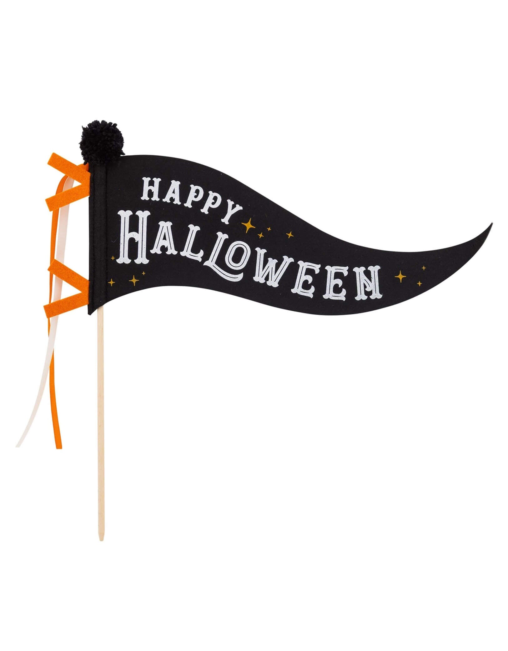 Momo Party's 14' Happy Halloween Felt Party Pennant in black and orange by My Mind's Eye. This festive decoration adds instant Halloween spirit to any space. Hang it on your wall, door, or mantel for a playful touch that screams "let's party!" Perfect for Halloween gatherings, classroom decorations, or adding a fun seasonal accent to your home.