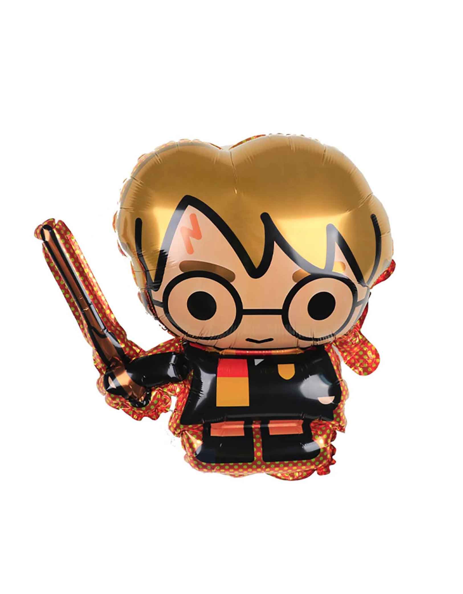 Momo Party's 24" Harry Potter Wizard shaped foil balloon holding a wand on a white background.
